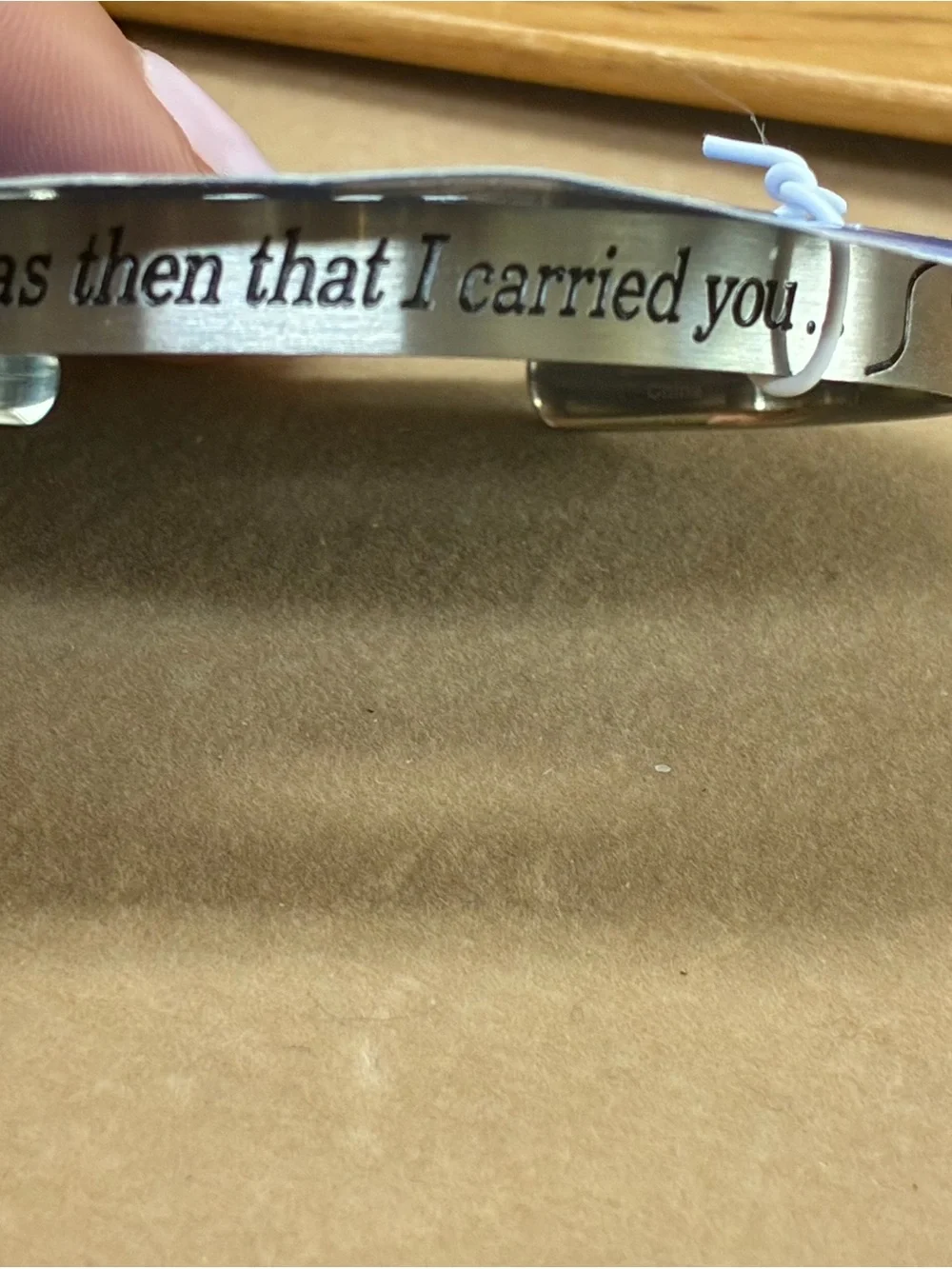 Footprints Faith Stainless Steel Inspirational Cuff Bracelet